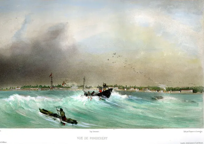 Framed Print : Pondichery From The Sea, India Framed Print : Pondichery From The Sea, India