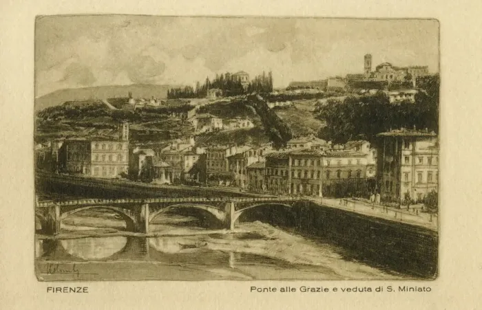 Framed Print : Ponte alle Grazie and view of San Miniato, Florence, Italy Framed Print : Ponte alle Grazie and view of San Miniato, Florence, Italy