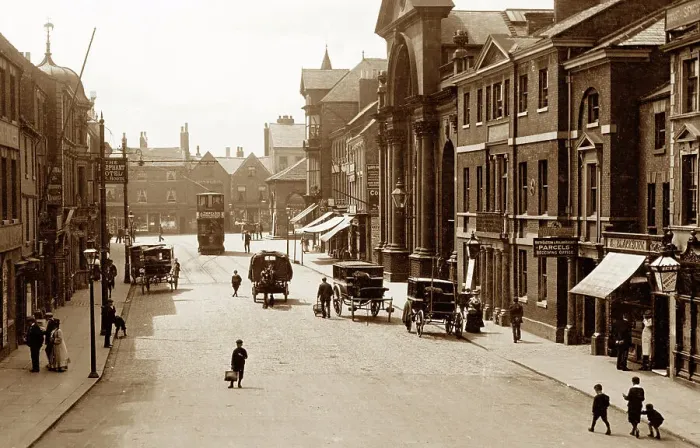 Framed Print : Pontefract Market Street early 1900s