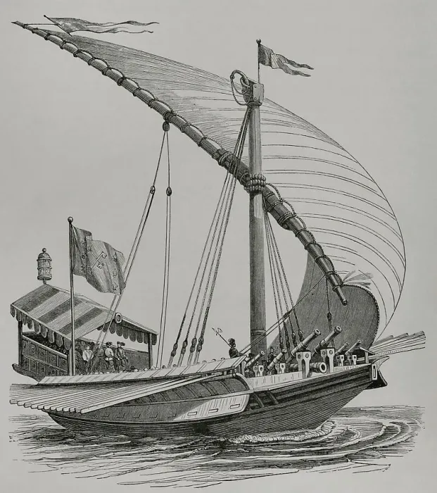 Framed Print : Pontifical galley equipped with large stays, sails Framed Print : Pontifical galley equipped with large stays, sails