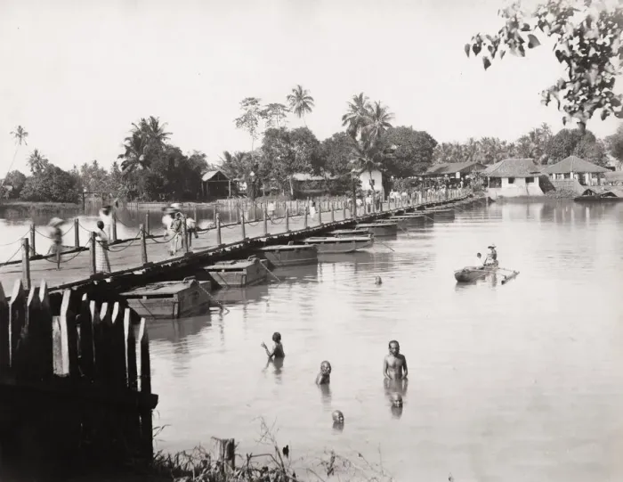 Framed Print : Pontoon bridge, Ceylon, Sri Lanka