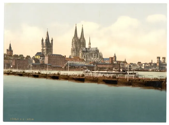 Framed Print : Pontoon bridge from Deutz, Cologne, the Rhine, Germany Framed Print : Pontoon bridge from Deutz, Cologne, the Rhine, Germany