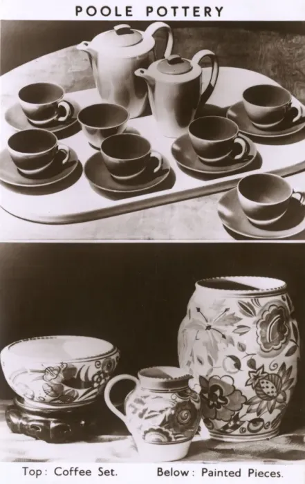 Framed Print : Poole Pottery - A Coffee Set and various painted pieces Framed Print : Poole Pottery - A Coffee Set and various painted pieces