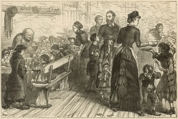 Framed Print : Poor children being fed in Limehouse, London Framed Print : Poor children being fed in Limehouse, London