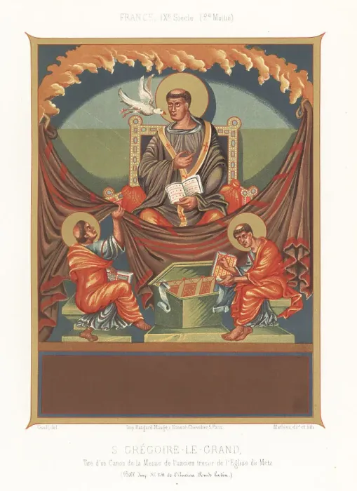 Framed Print : Pope Gregory I depicted in 9th century French costume Framed Print : Pope Gregory I depicted in 9th century French costume