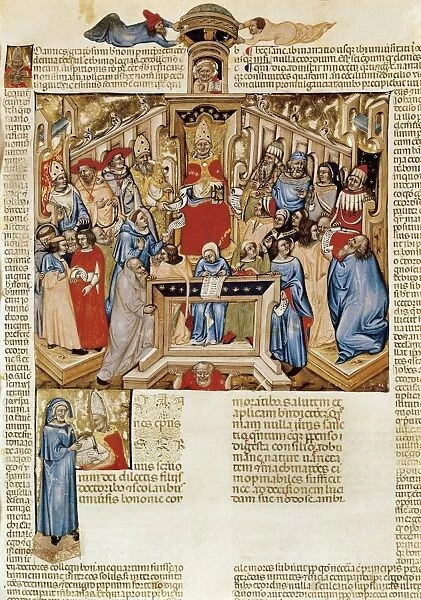 Pope John XXII, together with clergymen and doctors