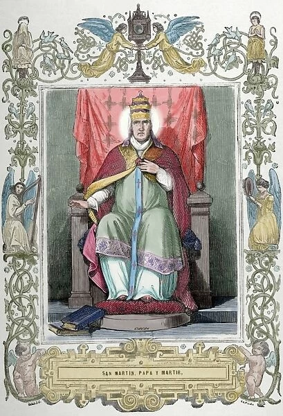 Pope Martin I (d. 655). Engraving by Cibera. Ano Cristiano