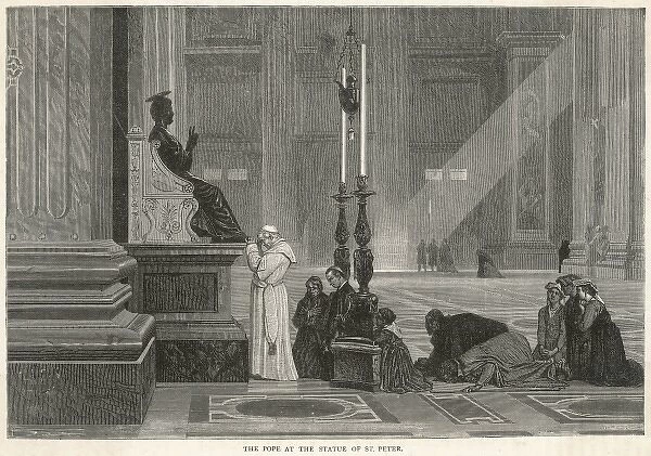 Pope Pius IX prays at the Statue of St Peter