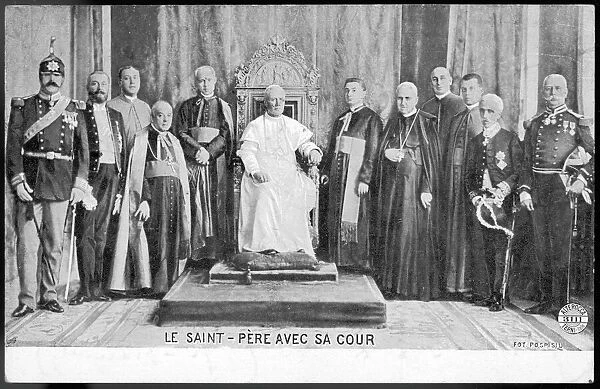 Pope Pius X & Court. POPE PIUS X (Giuseppe Sarto) pope and saint with his court, 1913