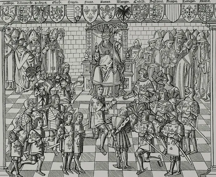 Framed Print : Pope Urban II (1042-1099) preaching at the Council Framed Print : Pope Urban II (1042-1099) preaching at the Council