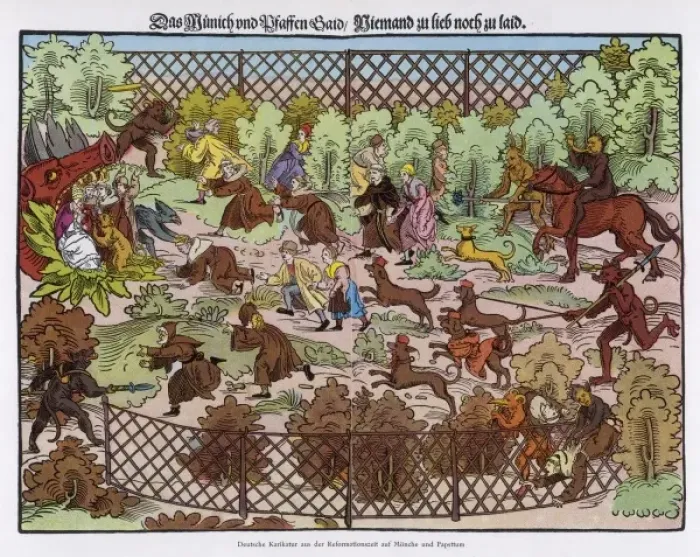 Framed Print : Popes & Monks Satirised Framed Print : Popes & Monks Satirised