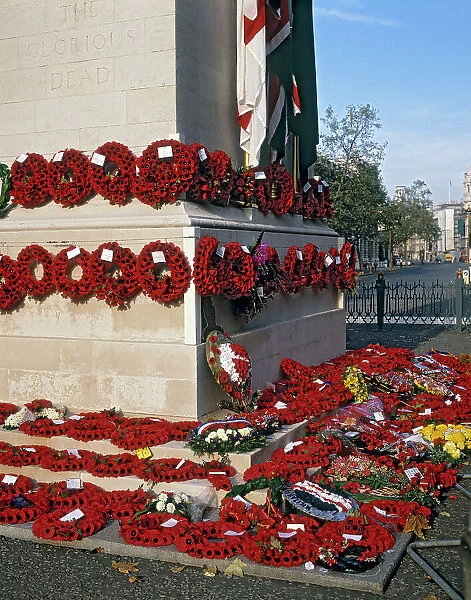 Poppies laid at The Cenotaph