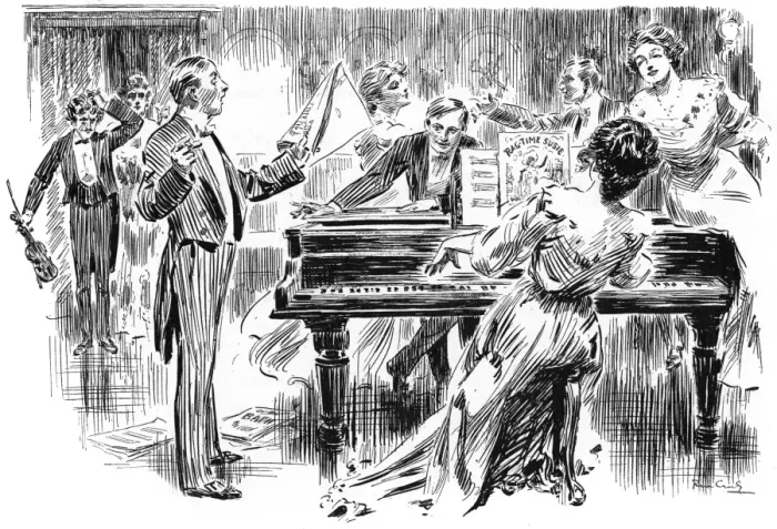 Framed Print : Popular music - ragtime in the home in 1906 Framed Print : Popular music - ragtime in the home in 1906