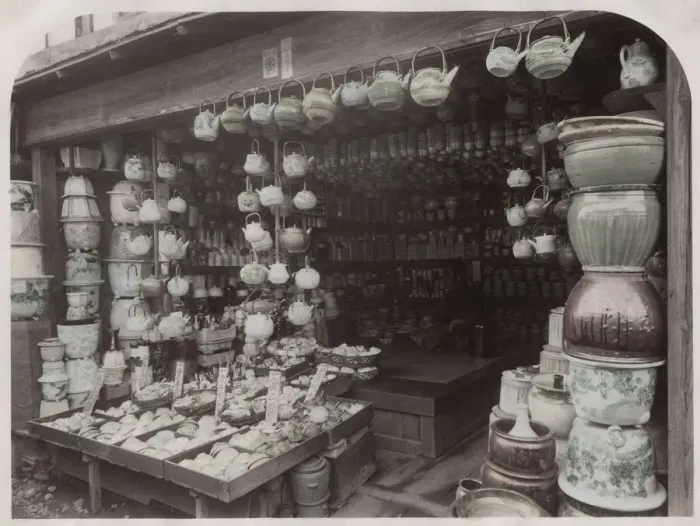 Framed Print : Porcelain and pottery shop, Japan Framed Print : Porcelain and pottery shop, Japan