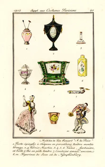 Framed Print : Porcelain vases, jardiniere, ashtray, figures, etc Framed Print : Porcelain vases, jardiniere, ashtray, figures, etc