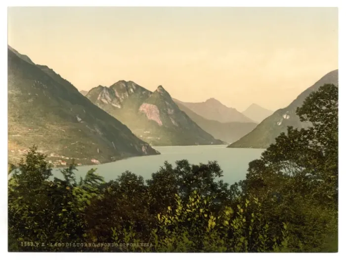Framed Print : Porlezza, general view (distant), Tessin, Switzerland Framed Print : Porlezza, general view (distant), Tessin, Switzerland