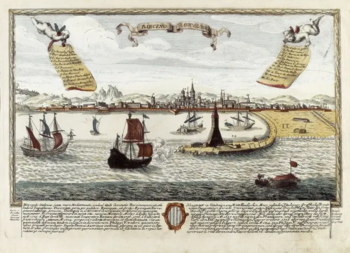 Framed Print : Port of Barcelona at the second half of 18th Framed Print : Port of Barcelona at the second half of 18th