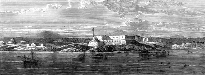 Framed Print : Port of Christianborg near Accra, 1873 Framed Print : Port of Christianborg near Accra, 1873