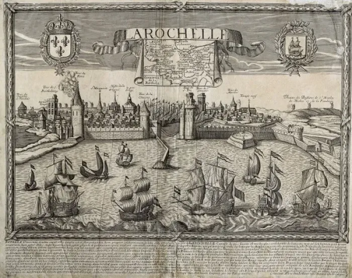 Framed Print : Port of La Rochelle in 17th c. Engraving Framed Print : Port of La Rochelle in 17th c. Engraving