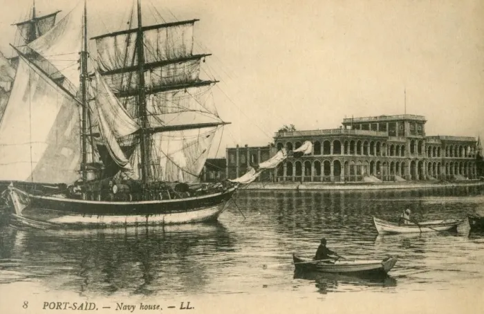 Framed Print : Port Said, Egypt - Navy House and sailing ship Framed Print : Port Said, Egypt - Navy House and sailing ship