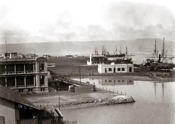 Framed Print : Port of Suez (Port Tewfik) Egypt, circa 1890 Framed Print : Port of Suez (Port Tewfik) Egypt, circa 1890