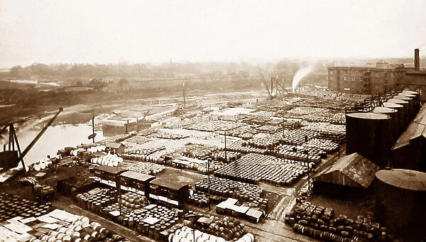 Port Sunlight - barrels of fat on the wharf - early 1900s