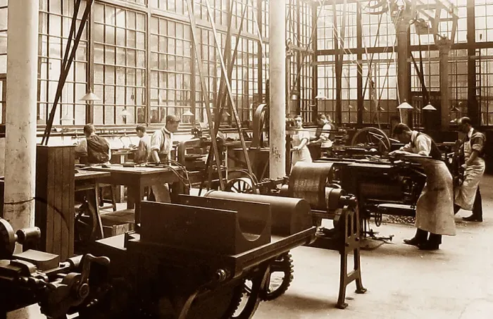 Framed Print : Port Sunlight - Electrotyping Department - early 1900s Framed Print : Port Sunlight - Electrotyping Department - early 1900s