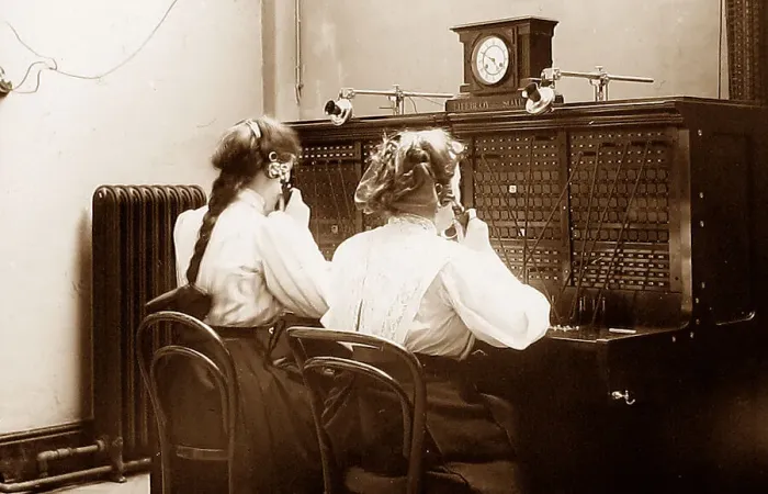Framed Print : Port Sunlight - telephone switchboard - early 1900s Framed Print : Port Sunlight - telephone switchboard - early 1900s