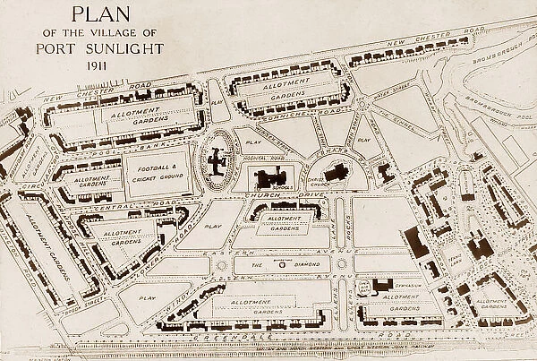 Port Sunlight Village map in 1911