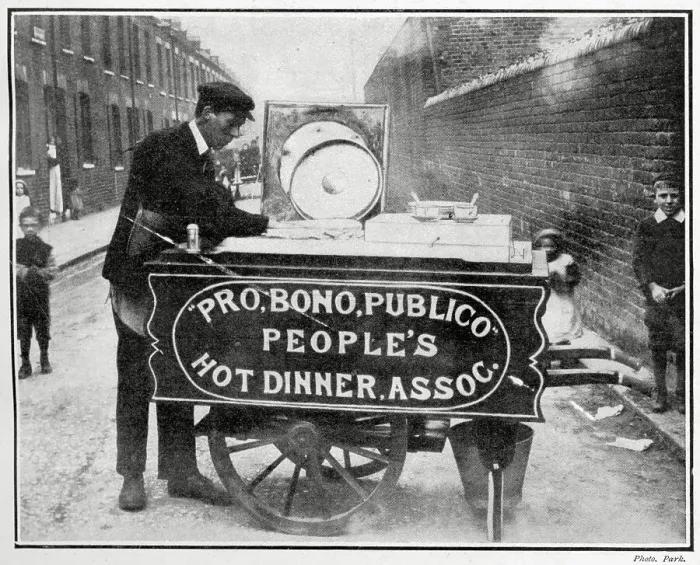 Framed Print : A portable ice-cream barrow had been turned into a soup tureen in the fast approaching winter months.The association in Hammersmith, London supplied hot soup and bread for a penny a head. Date: 1905 Framed Print : A portable ice-cream barrow had been turned into a soup tureen in the fast approaching winter months.The association in Hammersmith, London supplied hot soup and bread for a penny a head. Date: 1905