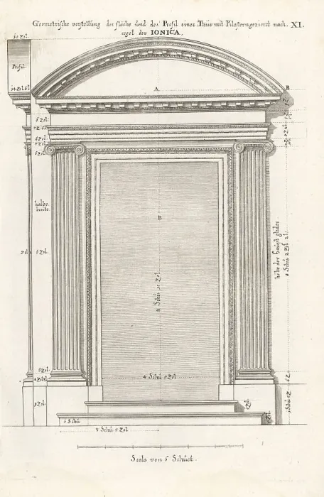 Framed Print : Portal decorated with pilasters according to the Ionic order Framed Print : Portal decorated with pilasters according to the Ionic order