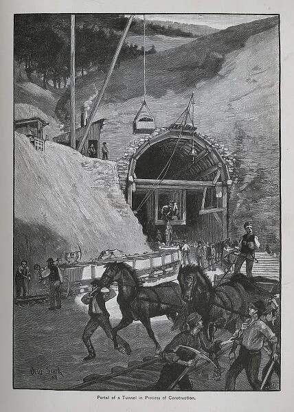 Portal of a tunnel in process of construction by Otto Stark