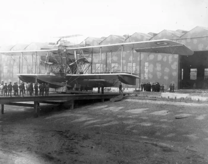 Framed Print : Porte / Felixstowe Baby with a Bristol Scout on the upper wing Framed Print : Porte / Felixstowe Baby with a Bristol Scout on the upper wing