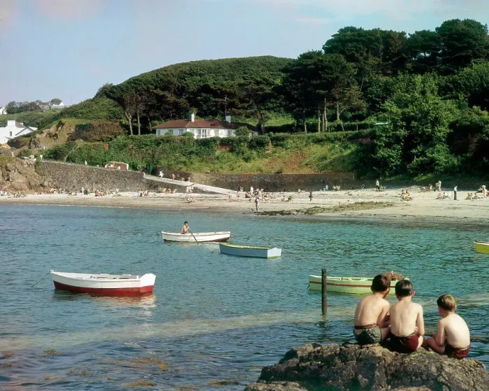 Framed Print : Portelet Bay, Pleinmont, Guernsey, Channel Islands. Date: circa 1960s Framed Print : Portelet Bay, Pleinmont, Guernsey, Channel Islands. Date: circa 1960s