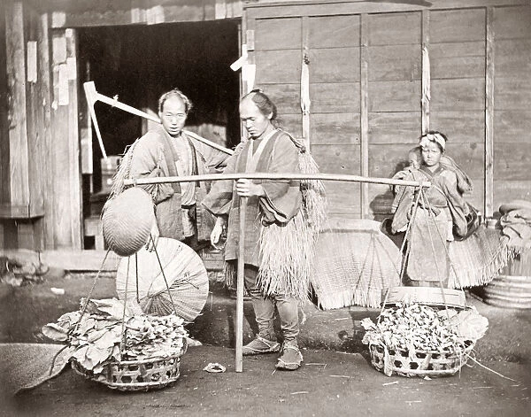 Porter carrying a load of vegetables, Japan, c. 1870s