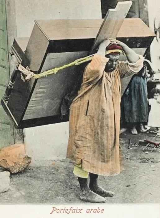 Framed Print : Porter Carrying an upright piano - Tunisia Framed Print : Porter Carrying an upright piano - Tunisia