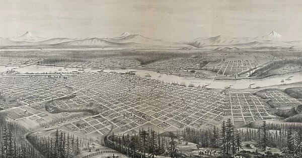 Portland, Oregon, population 22, 000, looking east to the Cas