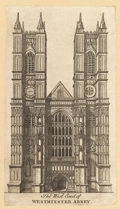 Framed Print : Portland stone towers of Westminster Abbey, 18th century Framed Print : Portland stone towers of Westminster Abbey, 18th century