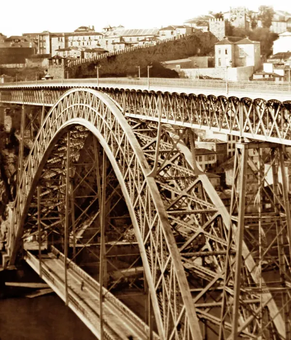Framed Print : Porto Bridge, Portugal, early 1900s Framed Print : Porto Bridge, Portugal, early 1900s