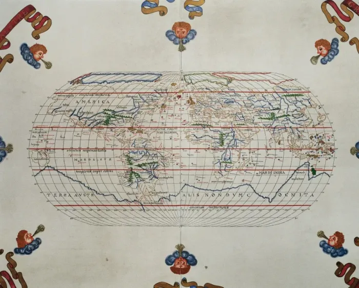 Framed Print : Portolan atlas by Joan Martines (1556-1590). Messina Framed Print : Portolan atlas by Joan Martines (1556-1590). Messina
