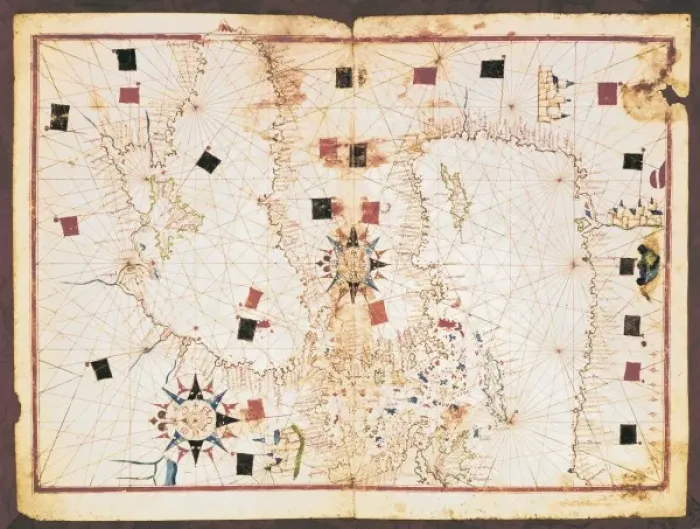 Framed Print : Portolan chart, 16th c. Map of the Eastern Mediterranean Framed Print : Portolan chart, 16th c. Map of the Eastern Mediterranean
