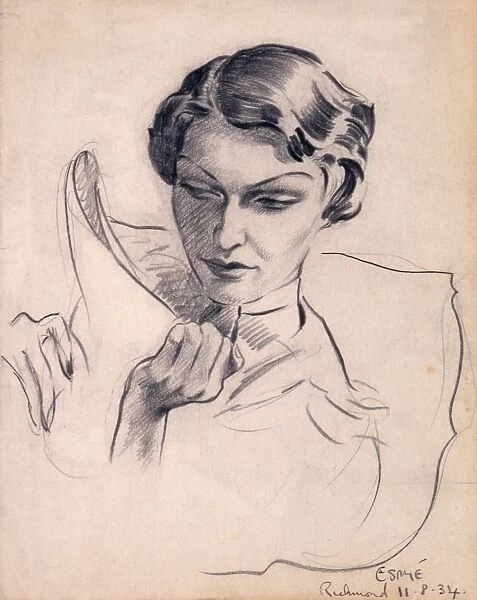 Portrait of 1930s woman reading