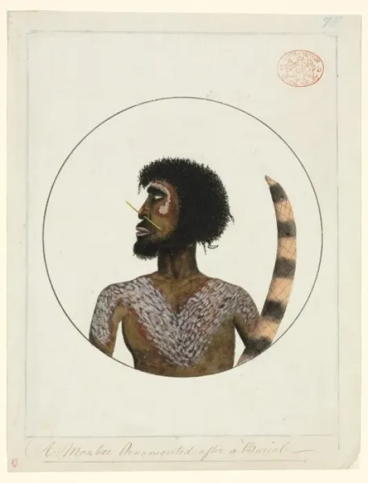 Framed Print : Portrait of an Aboriginal man decorated for a funeral Framed Print : Portrait of an Aboriginal man decorated for a funeral