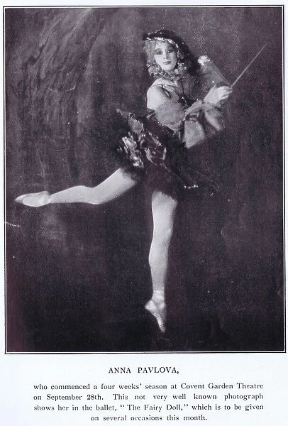 A portrait of Anna Pavlova in her The Fairy Doll dance