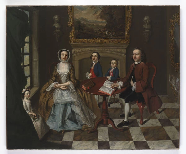 Portrait of a family in an interior, thought to be the Roube