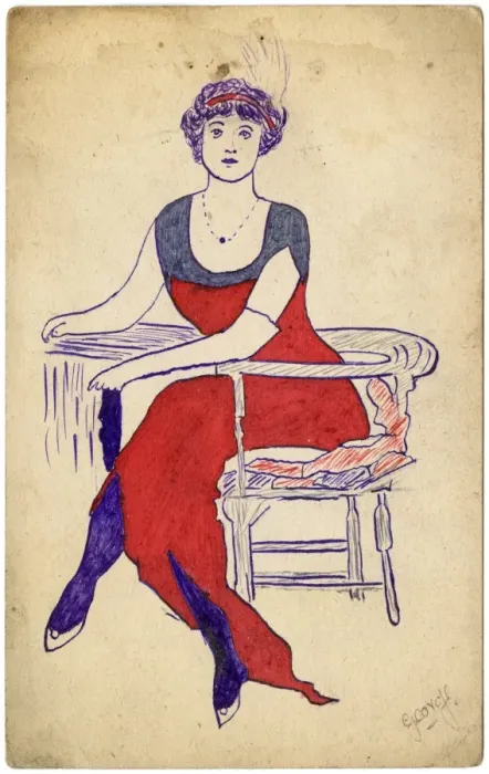 Framed Print : Portrait of a fashionable woman on a postcard, George Ranste Framed Print : Portrait of a fashionable woman on a postcard, George Ranste