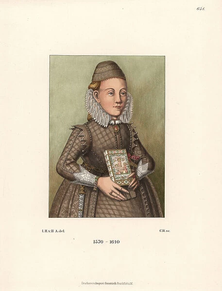 Portrait of a German maiden in late 16th century garb