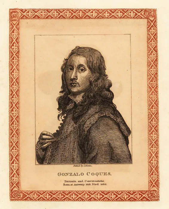 Framed Print : Portrait of Gonzales Coques, Flemish painter of portraits and hi