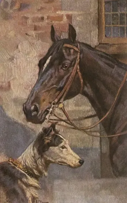 Framed Print : Portrait of a Horse and a dog Framed Print : Portrait of a Horse and a dog