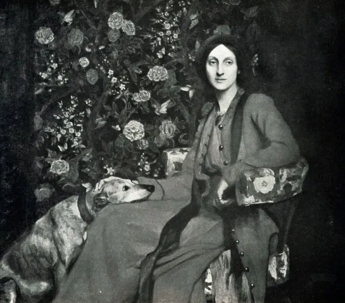 Framed Print : Portrait of Lady and Dog Framed Print : Portrait of Lady and Dog